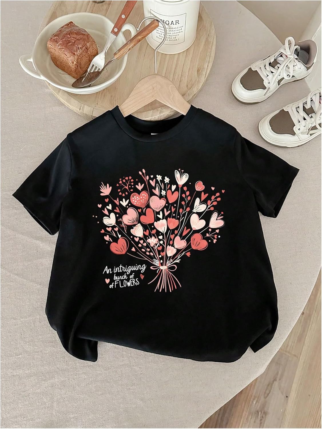 SweatyRocks Girl's 3 Pack T Shirts Floral Letter Graphic Tees Short Sleeve Crew Neck Summer Top - Image 5