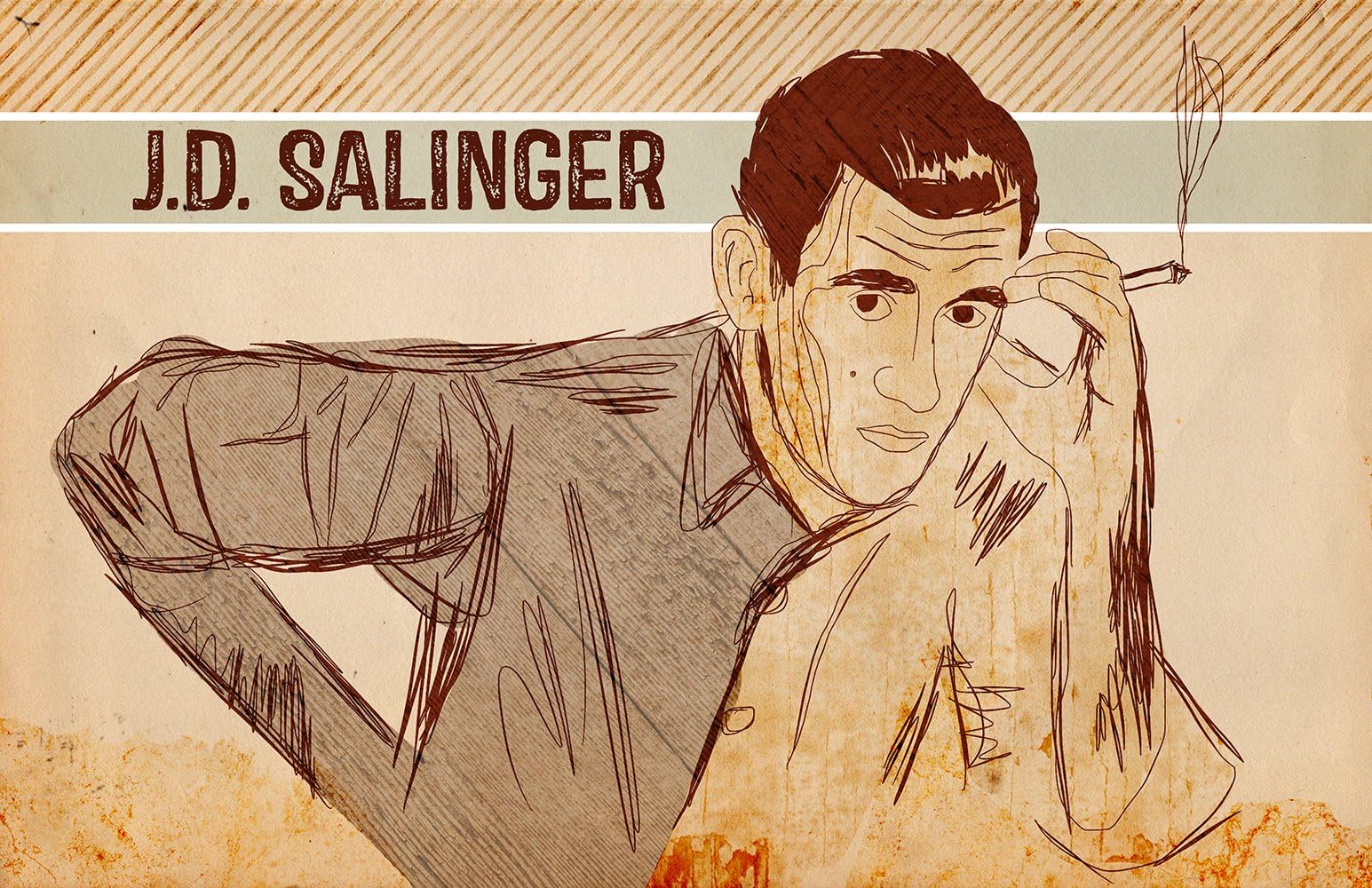 JD Salinger- Pop Art Poster/Wall Art/Limited Edition of 100 / Author/The Catcher in the Rye/J.D. Salinger
