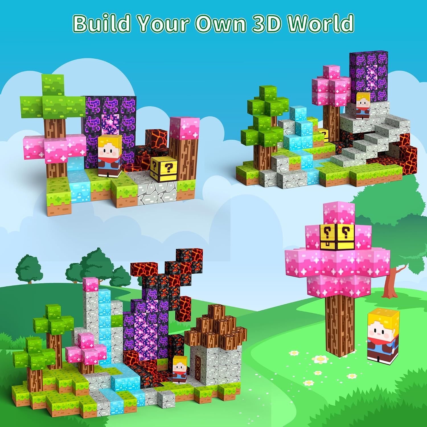 Mini Magnetic Blocks Travel Set 60PCS Building Cubes for Kids with Case | Travel Toys for Kids 4-8 Toddler , Airplane Car Road Trip Essentials, STEM Learning Toy, Gift for Boys and Girls