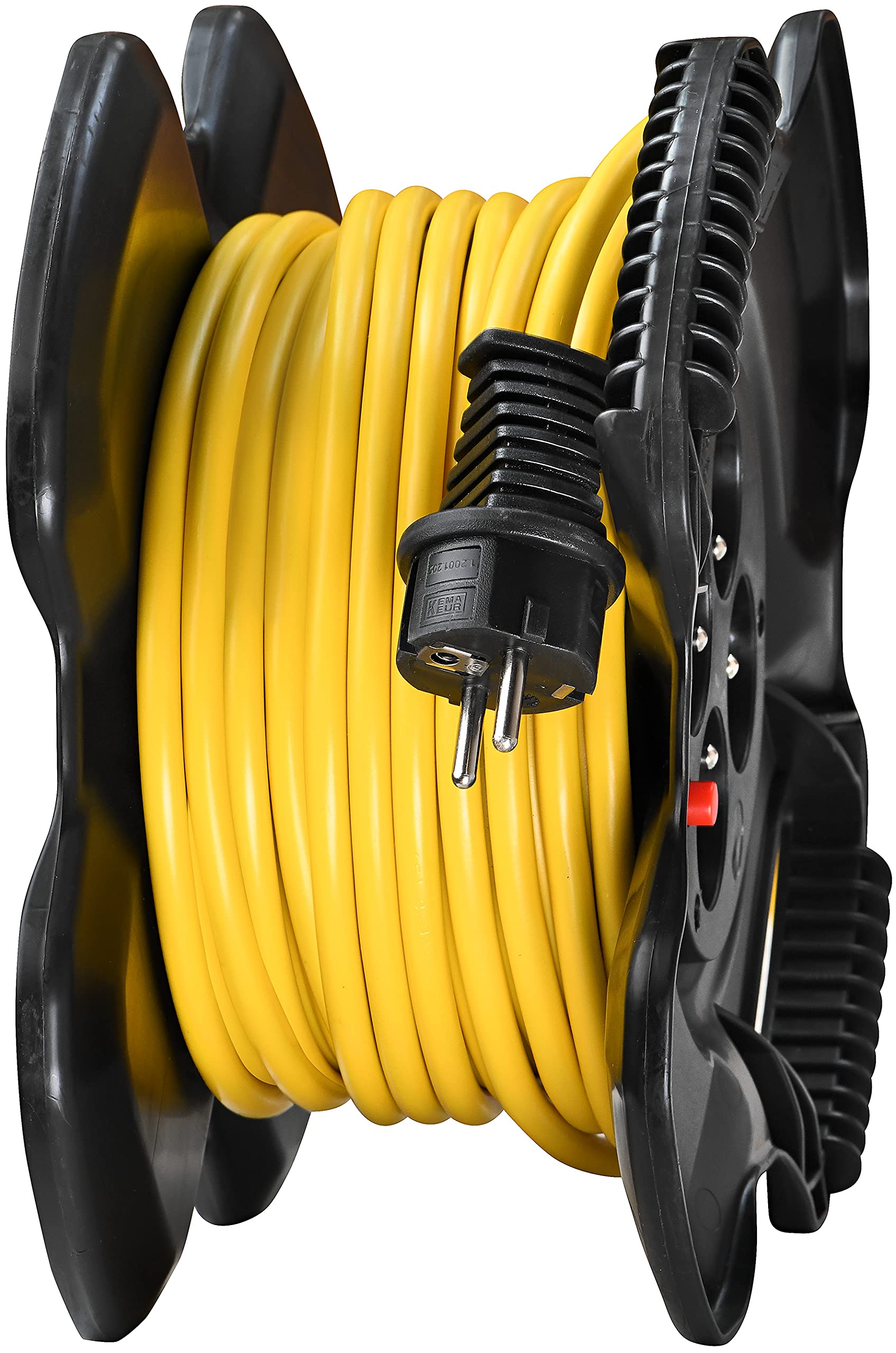 Brennenstuhl X-GUM - Enrollador de cable eléctrico compacto (4 tomas (20 m, uso en interiores, fabricado en Francia)