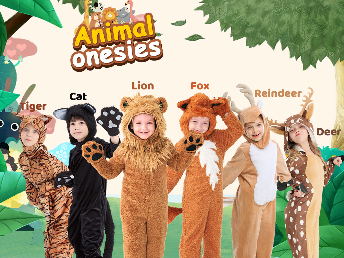 Fun Play Lion Costume For Kids - Fancy Dress Animal Onesie For Boys And - View #3