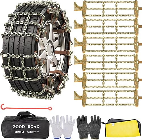 AutoChoice - 6 paquetes de cadenas de nieve para automóvil, antideslizantes, de emergencia, con acero de manganeso grueso. para camiones SUV en