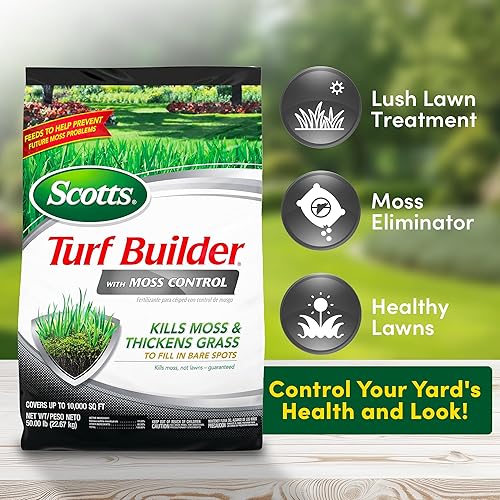 Miniatura 3 de Scotts - Constructor de césped con control de musgo, eliminador de musgo y fertilizante para césped, cubre hasta 10,000 pies cuadrados, 50 libras