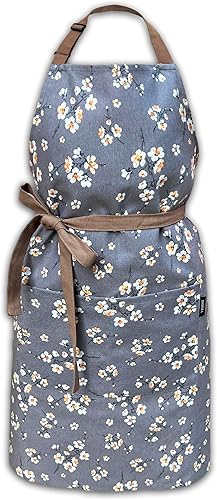 Delantal de cocina impermeable para mujeres y hombres, chef con bolsillos grandes y cuello ajustable