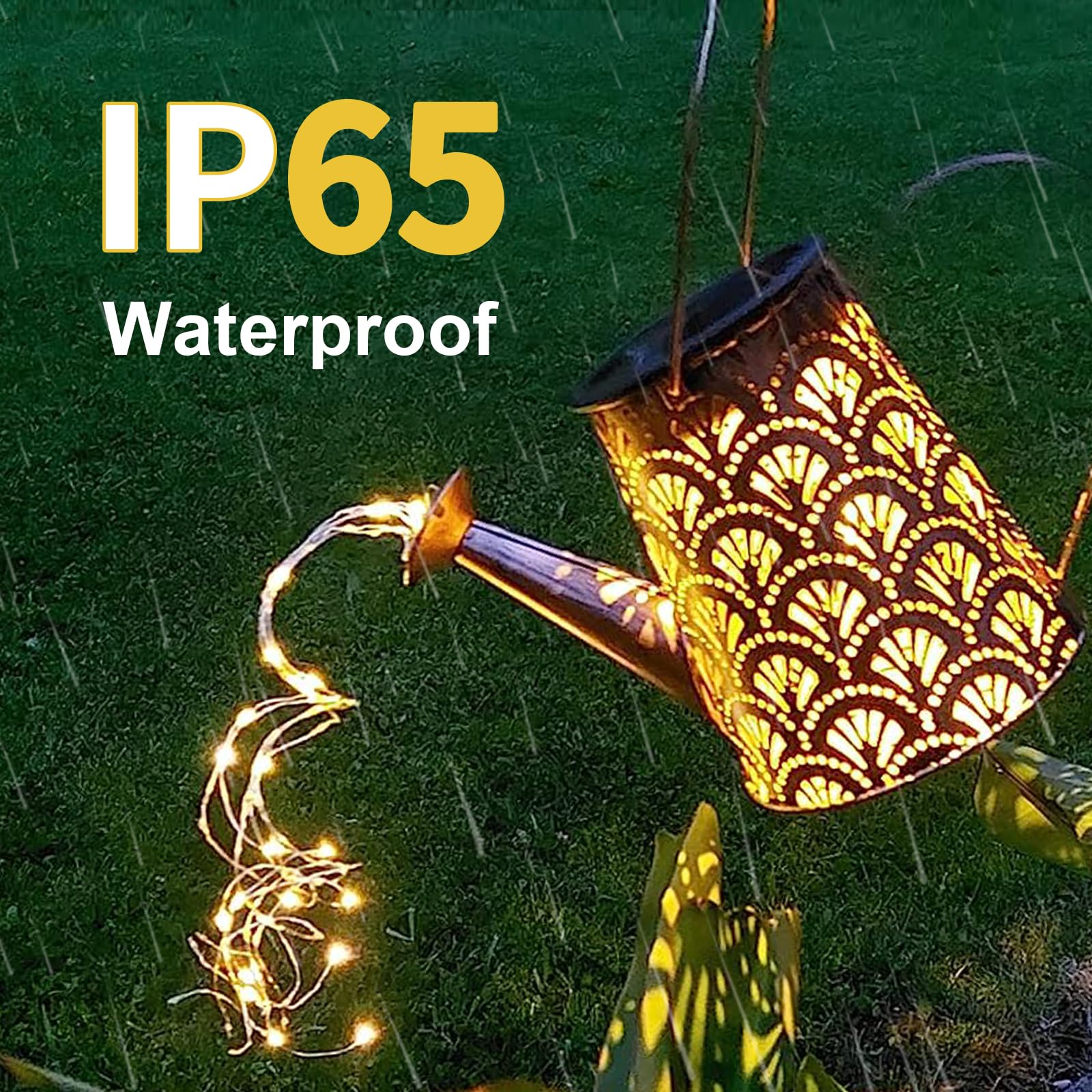 LQWELL® Annaffiatoio Solare Con Lampada A Cascata Per Lucine Per Giardino Esterno, Lampada Da Giardino A Lanterna Solare Vintage Per Cortile, Prato, Vialetti, Patio, Decorazione Del Cortile