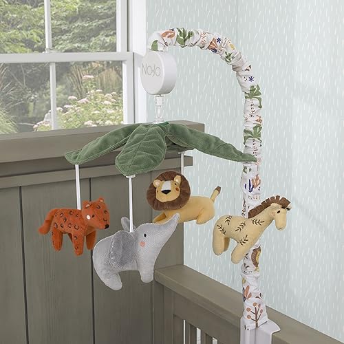 Miniatura 2 de NoJo Jungle Trails - Móvil musical verde, dorado y gris con animales de peluche, verde, gris, dorado y naranja