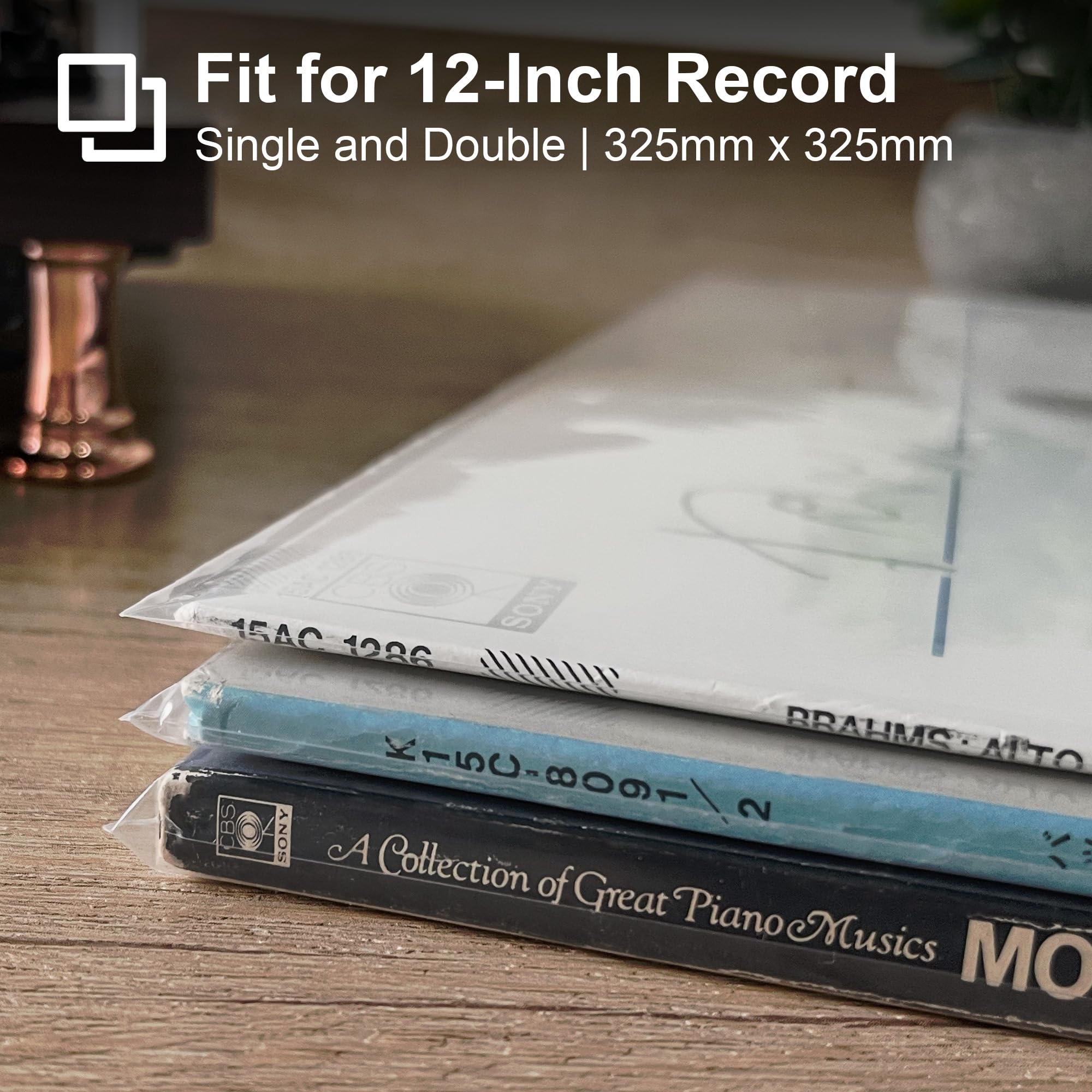 50x Fundas Vinilos LP Exterior 12 Pulgadas con Protección UV | Density Funda Protector para 1-2 LPs | Sin Ácido | Resistente al Desgarro | Polietileno Fundas Vinilo LP 33 RPM Vinilo Sleeve