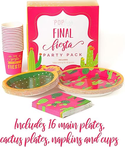 Miniatura 7 de Final Fiesta - Juego de platos para despedida de soltera I Decoraciones de fiesta I Incluye 16 platos de fiesta, platos laterales de cactus,