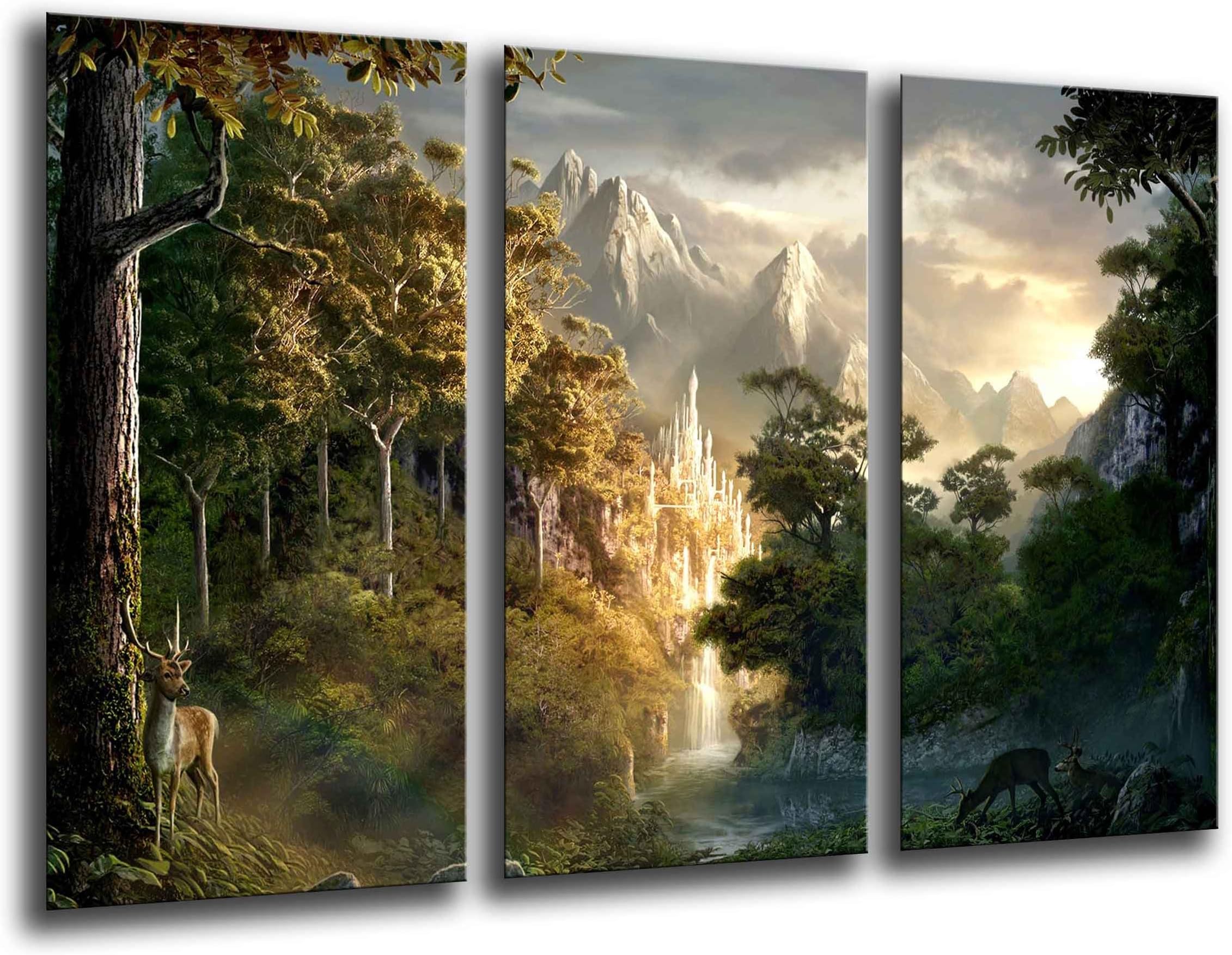 Cuadros Camara Multi Wood Printings Art Print Box Framed Picture Wall Hanging - (Total Size: 38 x 24.4 in), The Lord of The Rings - Framed and Ready to Hang - ref. 26222