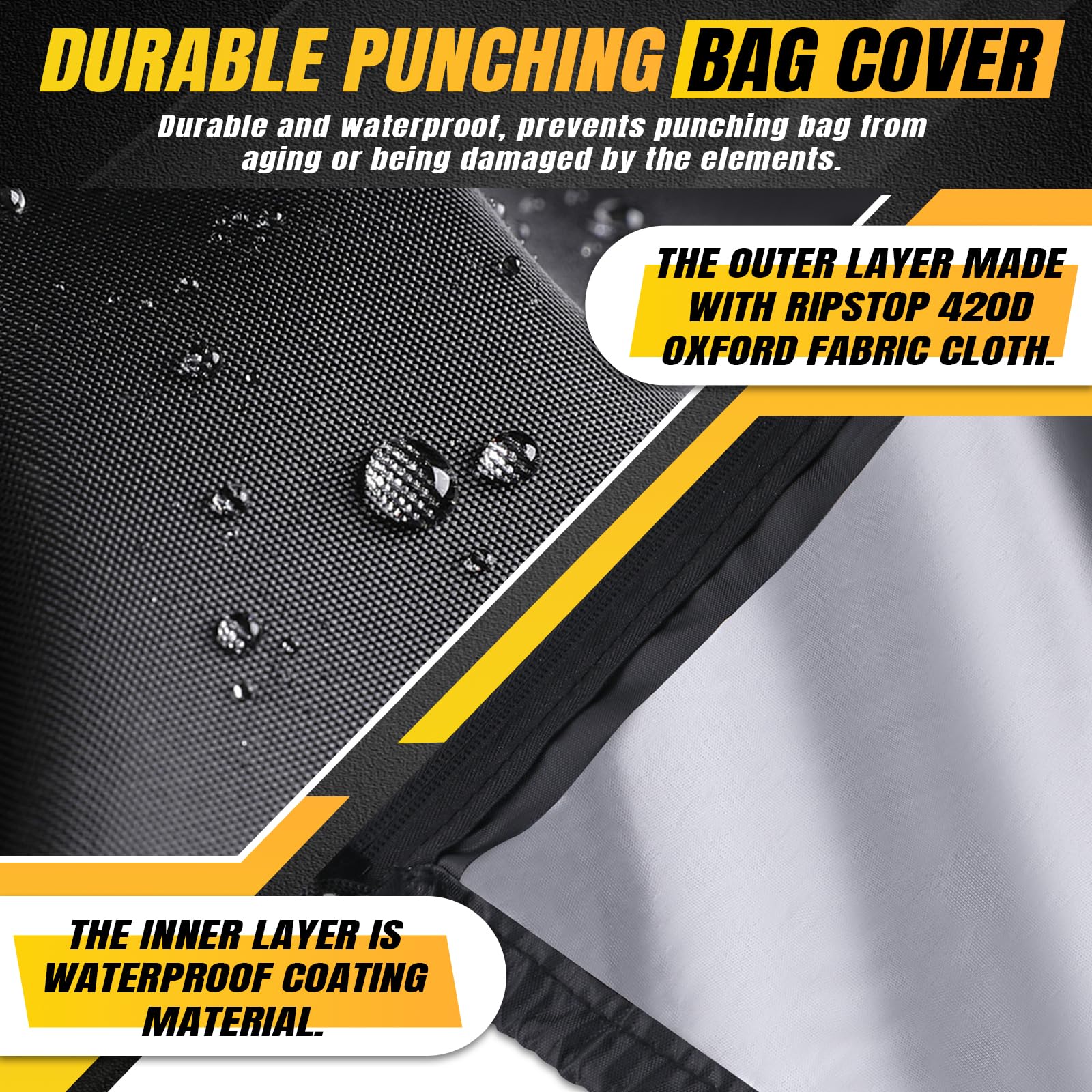 NZQXJXZ Copertura Impermeabile Per Sacco Da Boxe – Taglia XL 200x70 Cm Con Cerniera E Maniglia, Protezione Anti Pioggia E Polvere