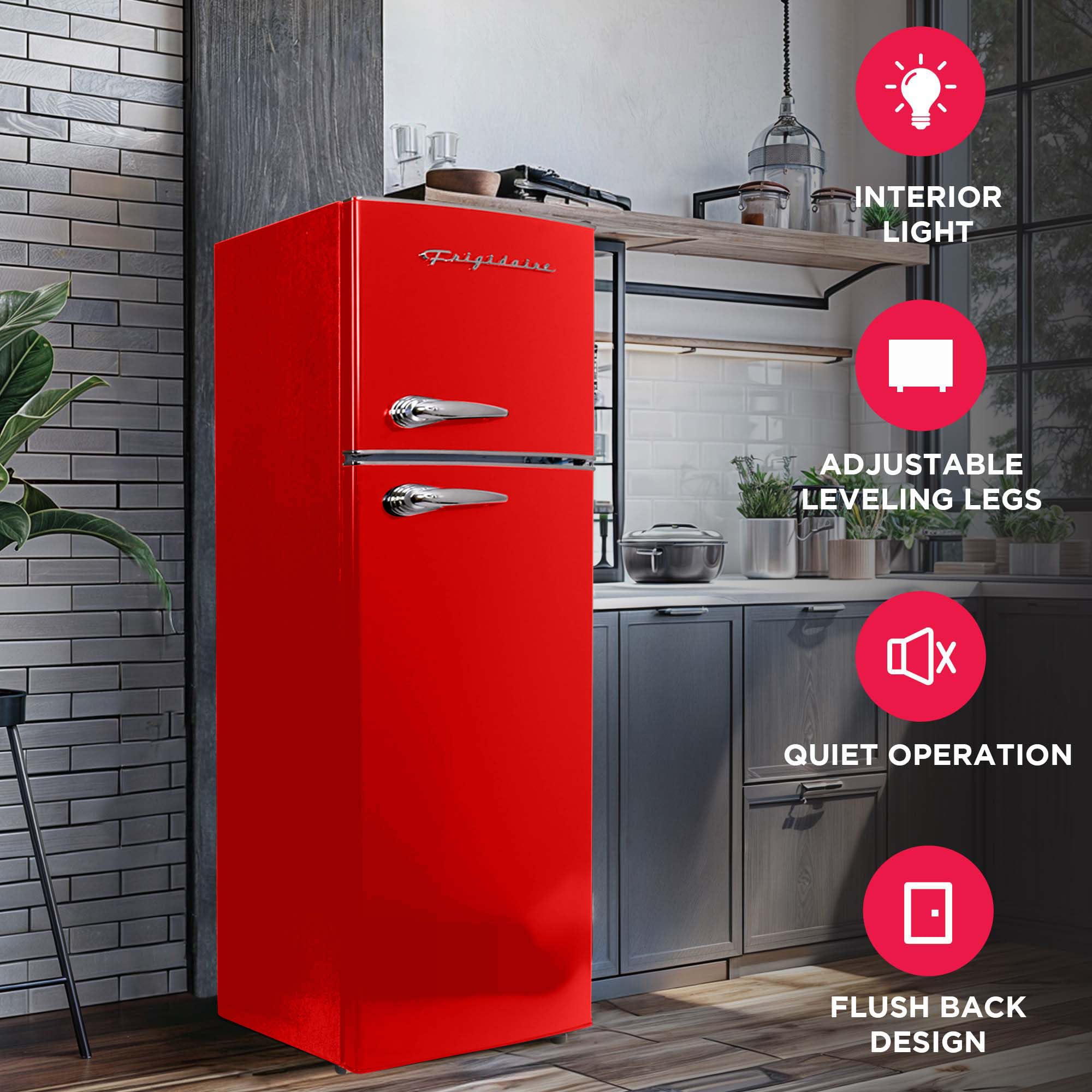 Frigidaire Efr786 Retro Apartment Size Refrigerator With Top Freezer - 2 Door Fridge With 7.5 Cu Ft Of Storage Capacity, Adjustable Spill-Proof Shelves, Door & Crisper Bins, Red on Fridge.com - View 3