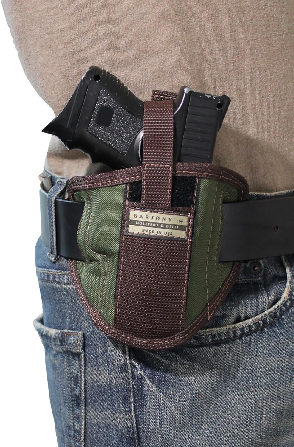 Barsony New Woodland Green Ambidextrous Pancake Holster for Full Size 9mm 40 45 Pistols