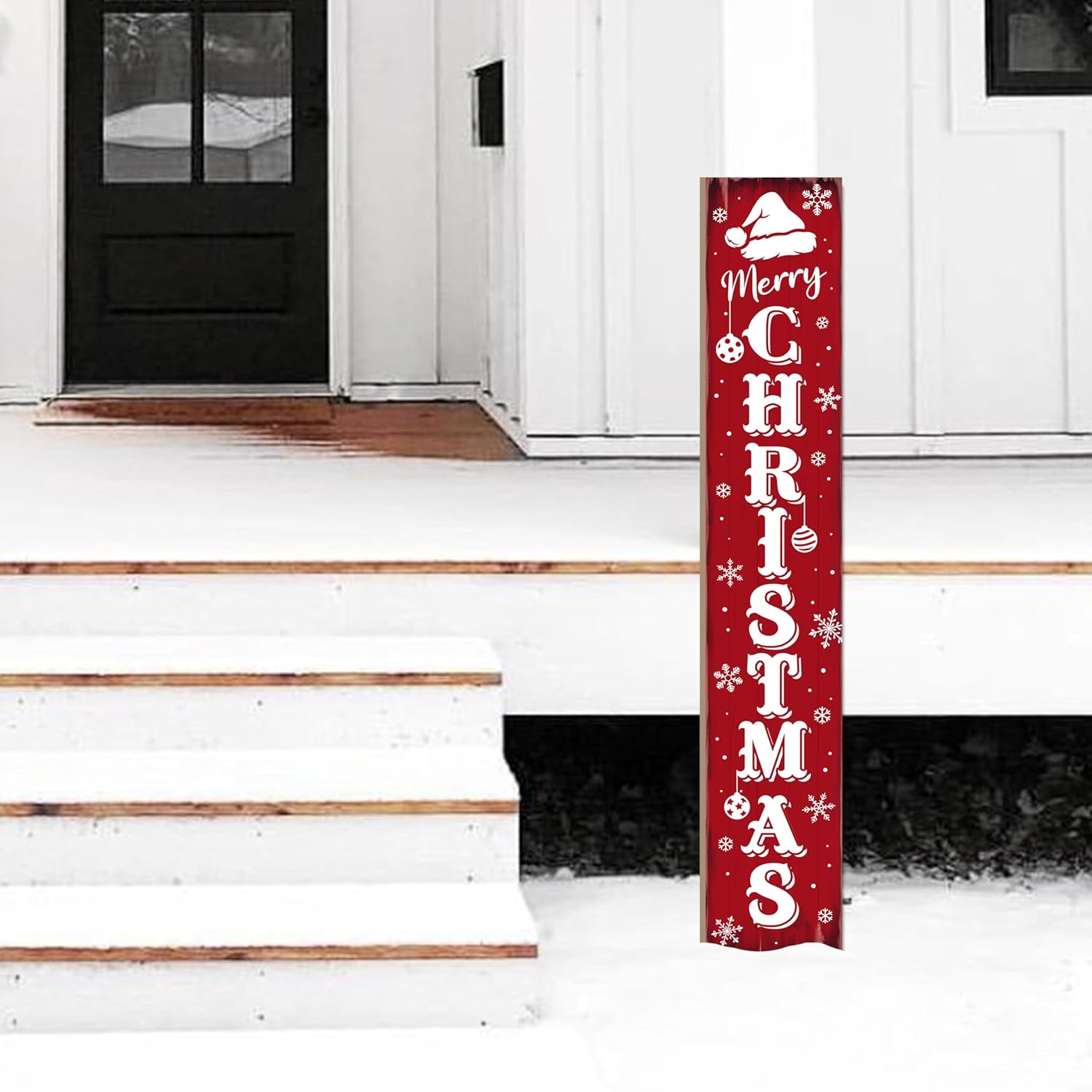 Merry Christmas Porch Sign 47'' Large Xmas Wooden Welcome Sign Front Door Hanging Welcome Sign for Home Front Door Yard Party Decor