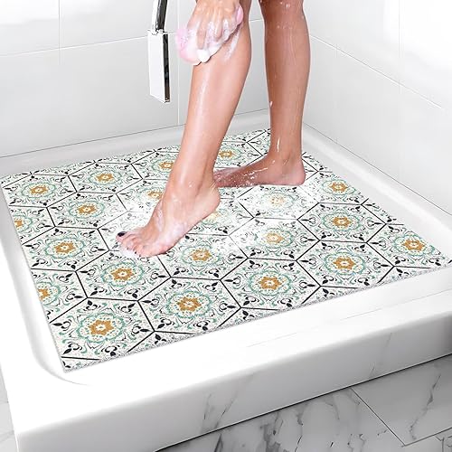 Miniatura 15 de Tapetes antideslizantes de secado rápido para bañera, tapete de baño suave de PVC para tina, ducha y áreas húmedas (24 x 16) Rojo y