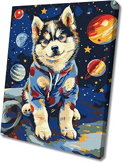 Wizardi Painting by Numbers kit Cosmic Husky KHO6645 Ideyka