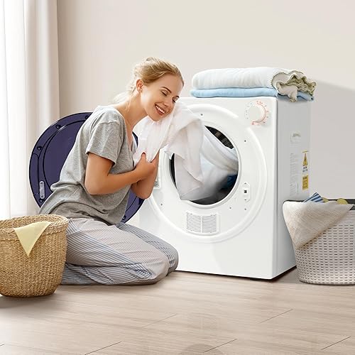 Miniatura 8 de Elevon Secadora de ropa compacta, 2.6 pies cúbicos de acero inoxidable de carga frontal con tubo de escape, 1400 W, panel de control, secadora