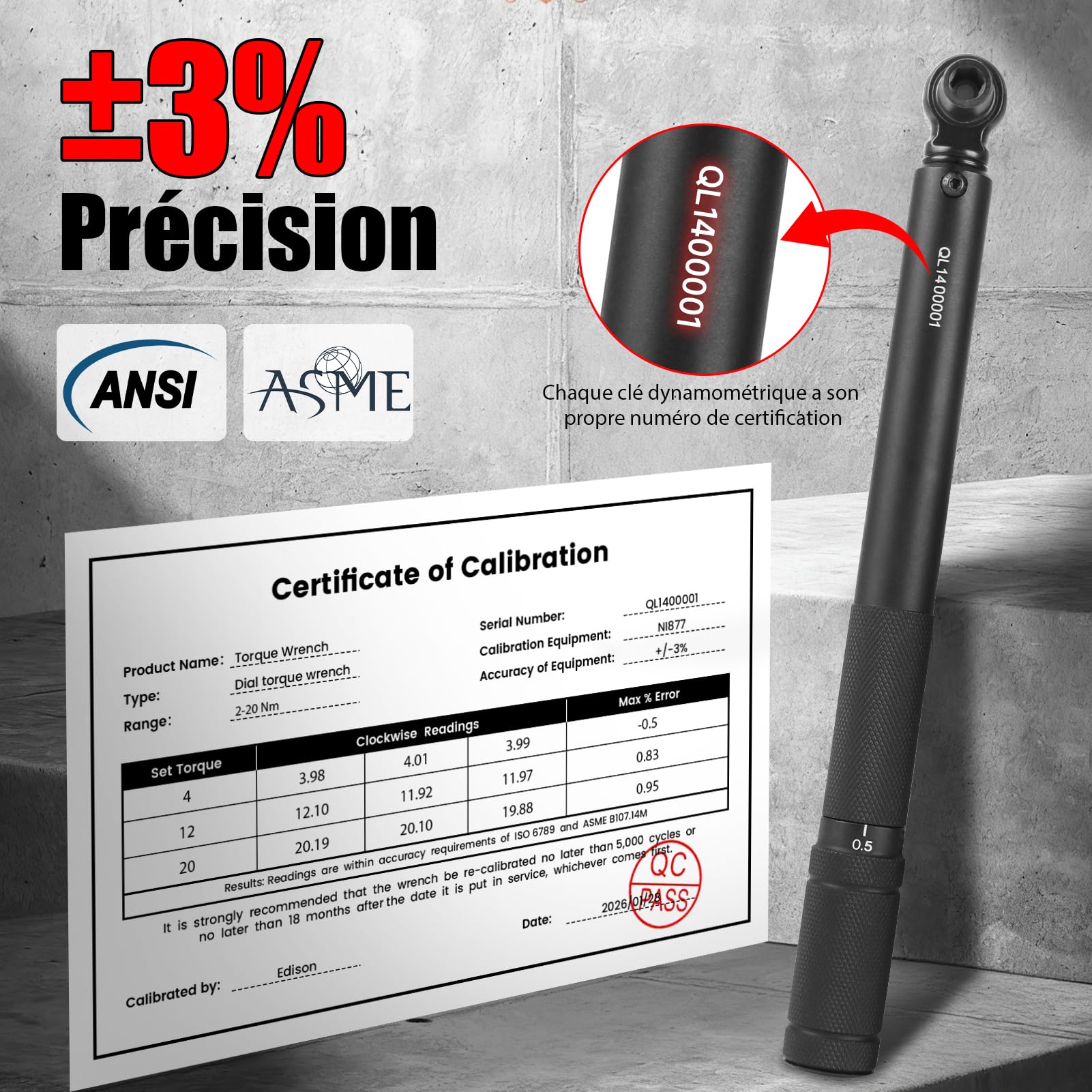 1/4 Clé Dynamométrique 2-20NM de Precision avec 20 Pièces Embouts H,SL,T,PH,PZ Bit pour vélo
