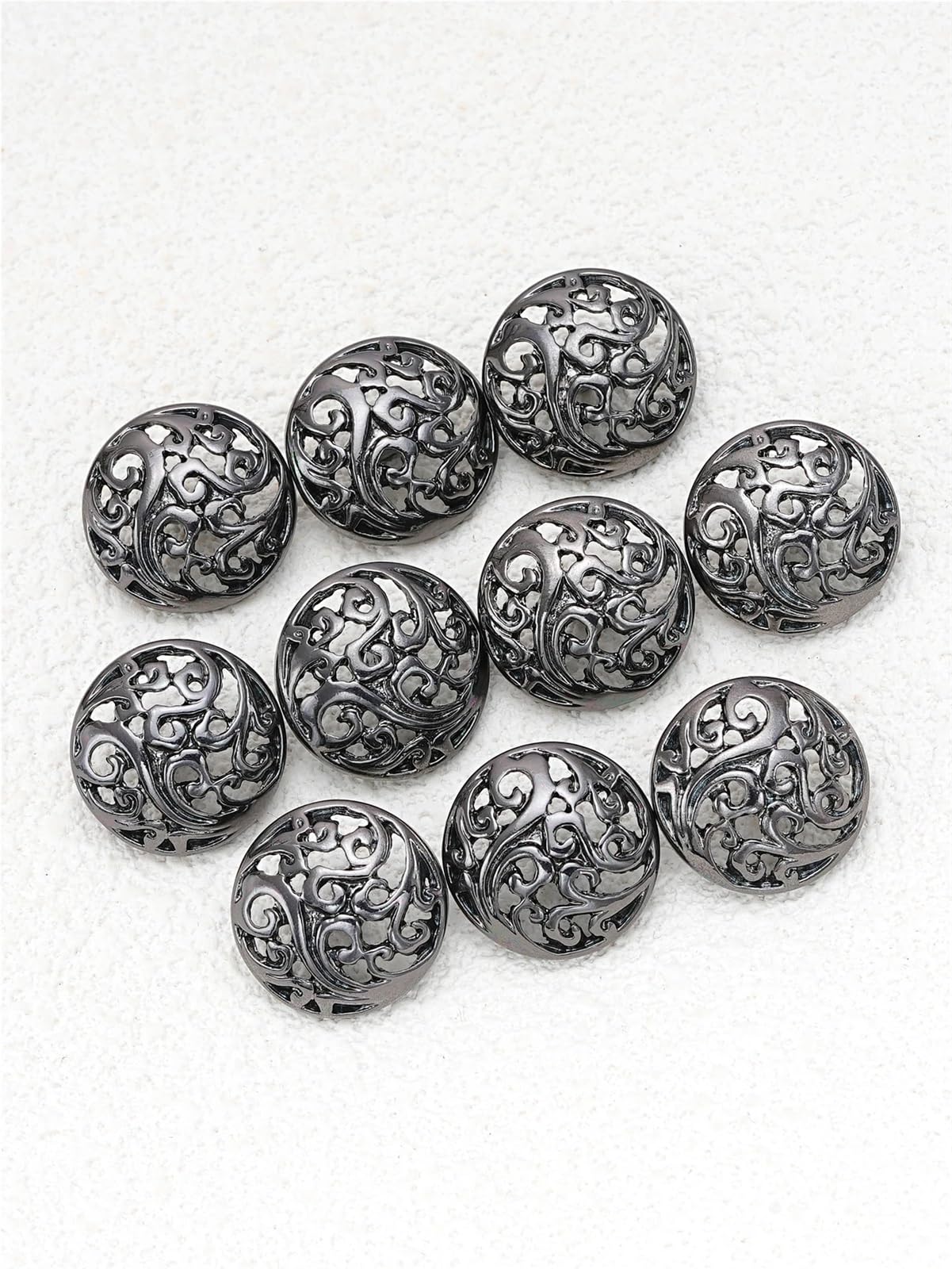 Lot de 20 boutons dorés vintage en métal de 17/20 mm pour vêtements tendance (noir, 17 mm)