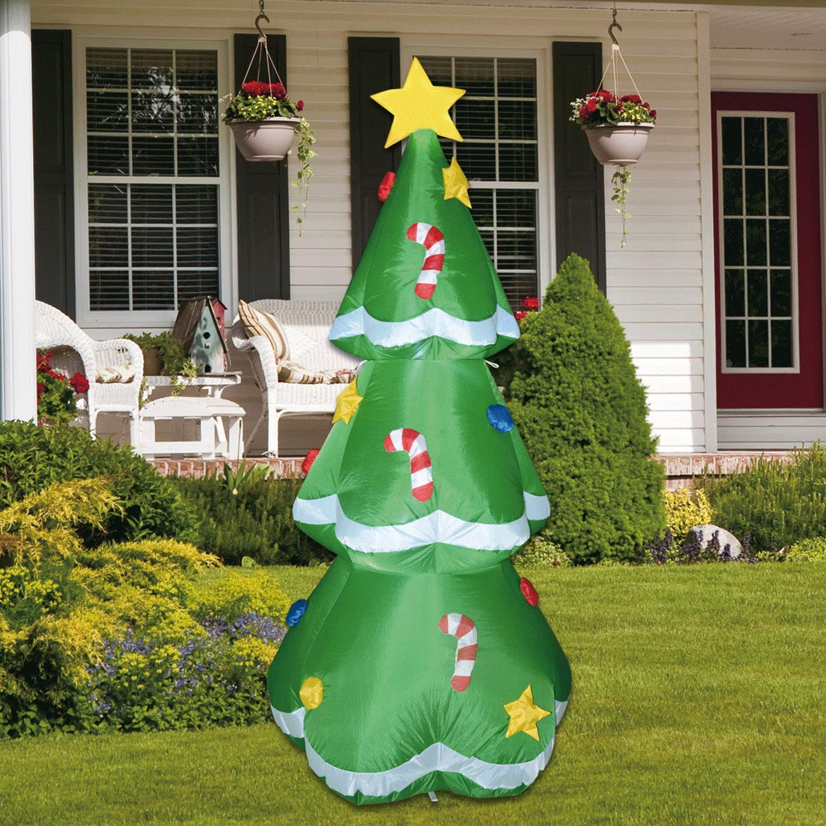 GOOCHI 5 Foot Christmas Inflatables Tree with Hat, Blow Up Tree with Branch Hands, Lighted for Home Outdoor Yard Lawn Decoration