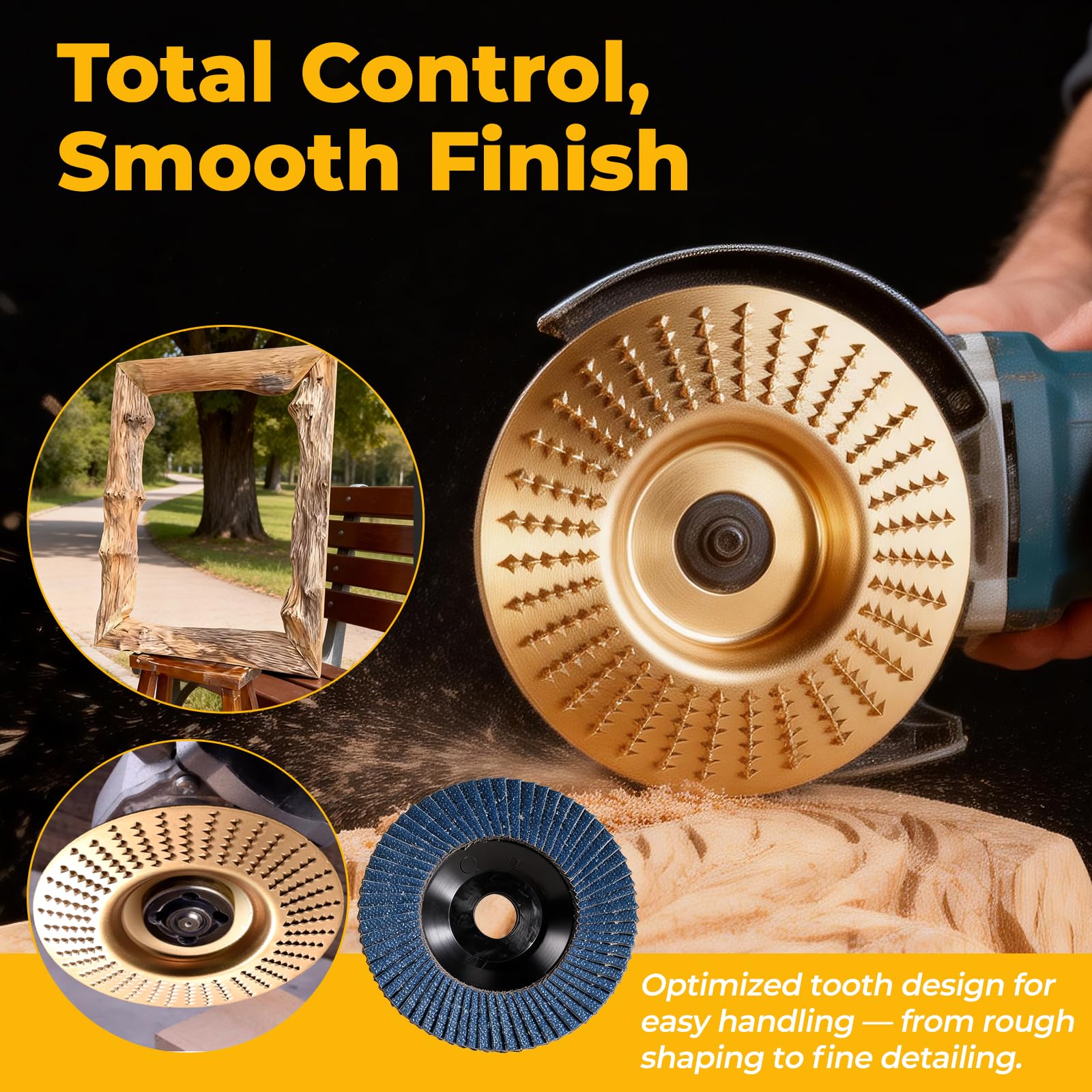 Wood Carving Discs Kit - 15 Piece for Angle Grinder -6