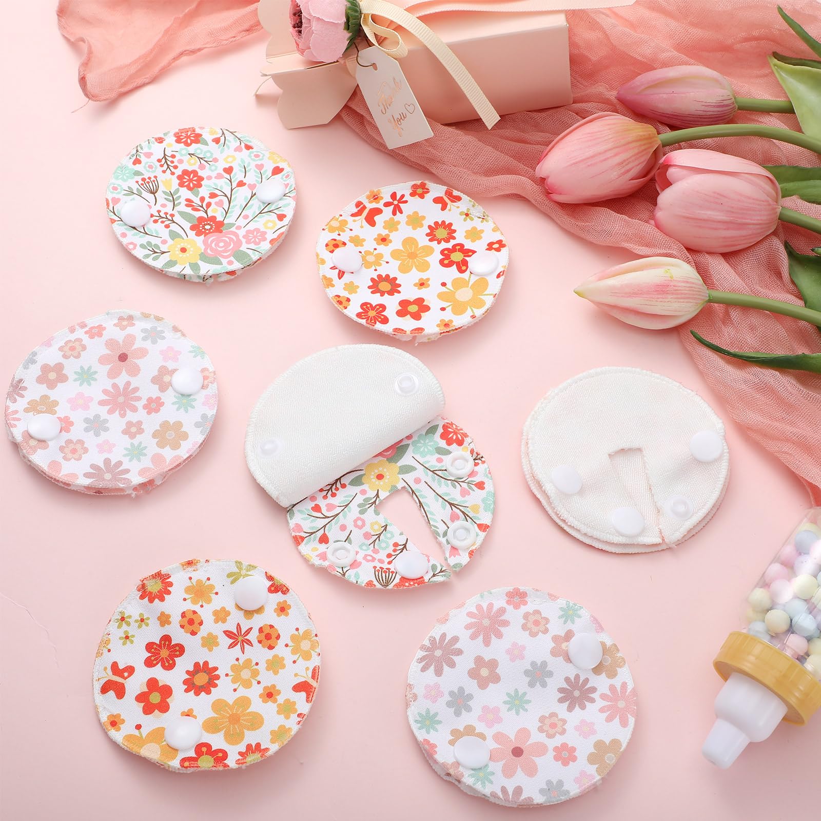 Breling Paquete de 18 almohadillas de tubo de alimentación, almohadillas de botón, fundas de botón de tubo de g, reutilizables, suministros de alimentación de dinosaurios para niños y bebés, cuidado