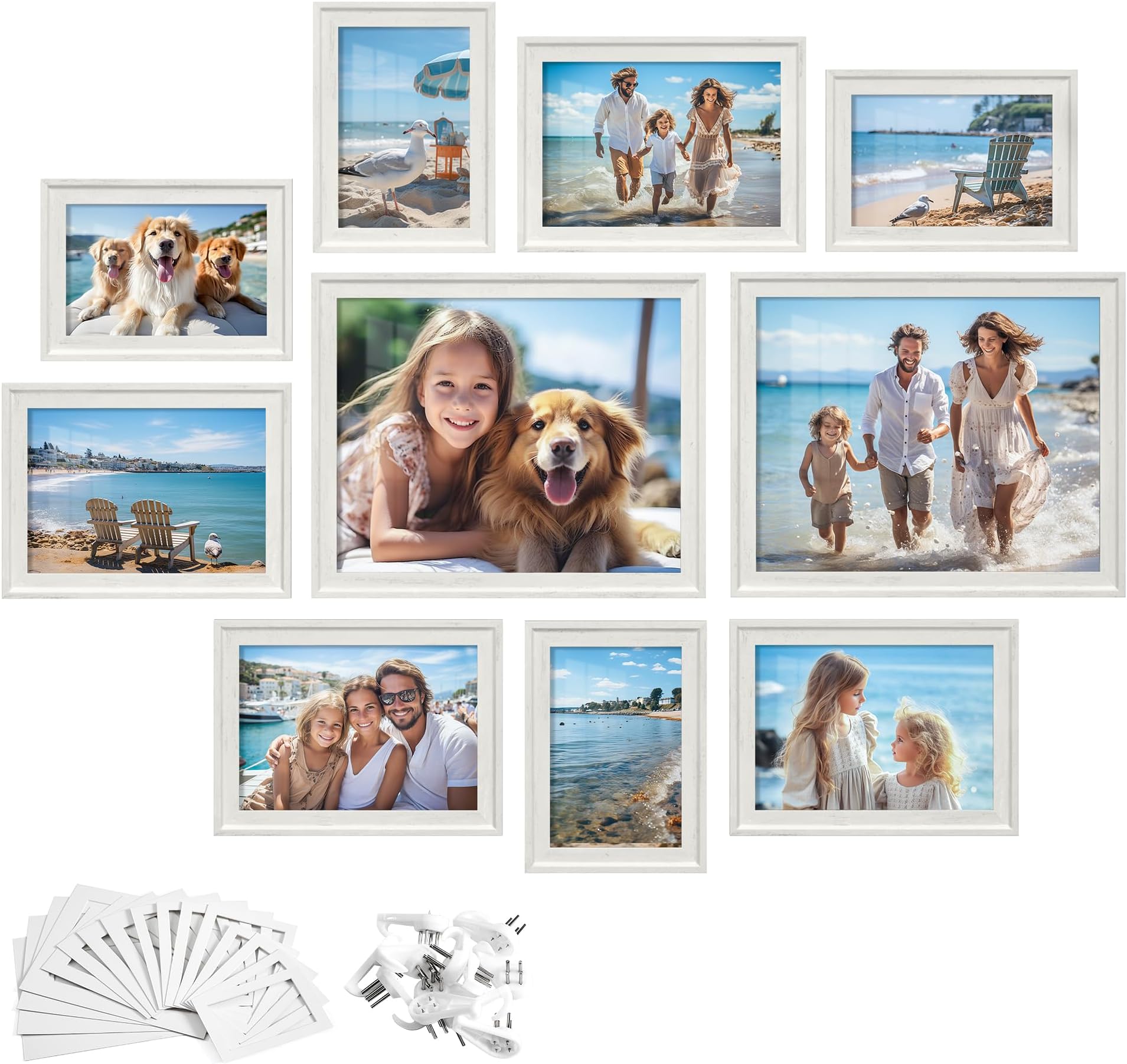 Large Multi Picture Photo Frame Frames Wall Set 13 Pieces (Black/White/Black And White available