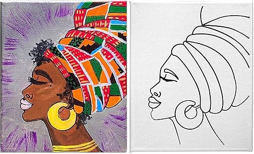 Miniatura 5 de INDIGO ART STUDIO Lienzo acrílico predibujado de 8 x 10 pulgadas, paquete de 8 unidades de actividades artísticas de pintura de reinas, 12 colores