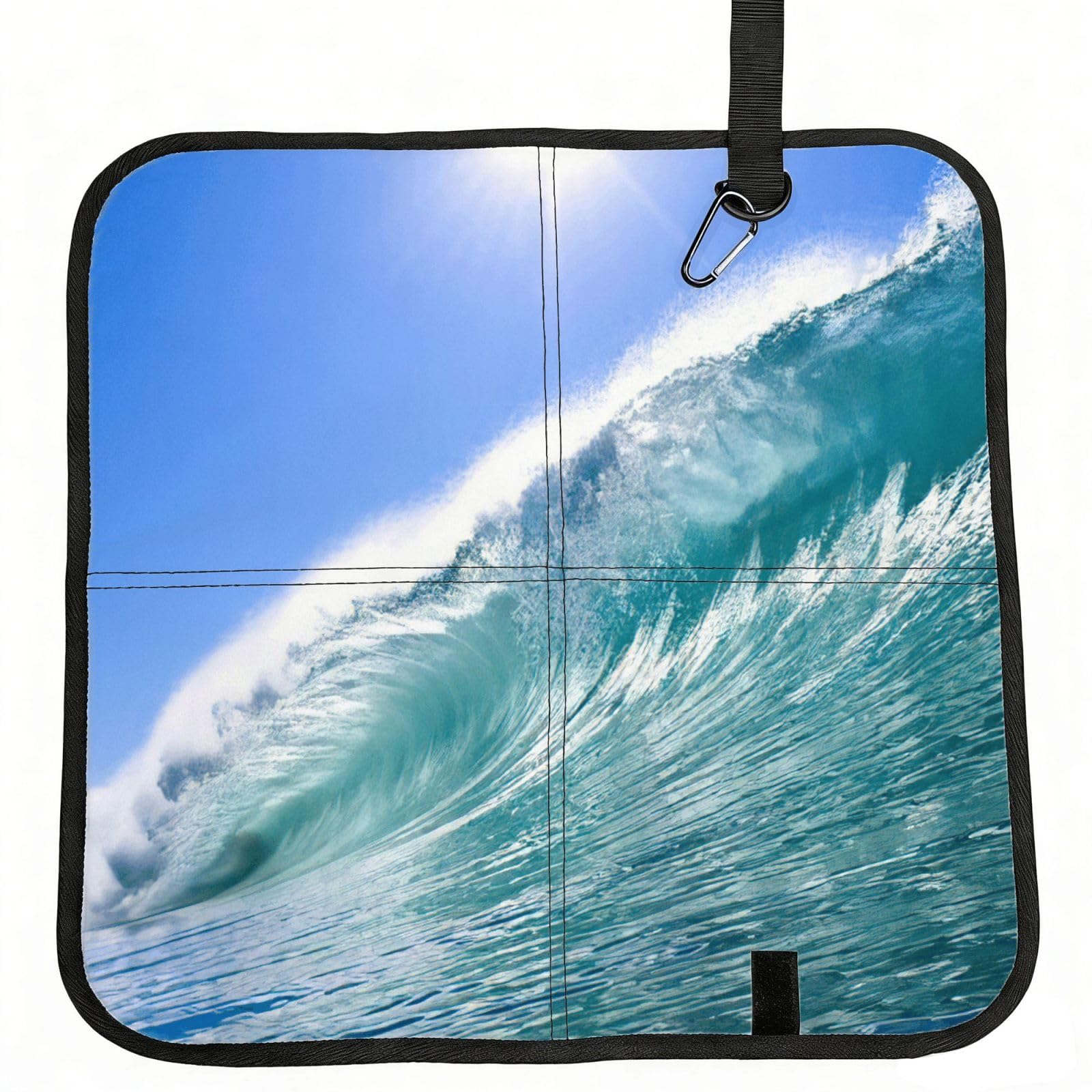 PPHGUT Big Ocean Wave Hd Print Foldable Seat Cushion Waterproof Portable Chair Pad Travel Outdoor Picnic Camping