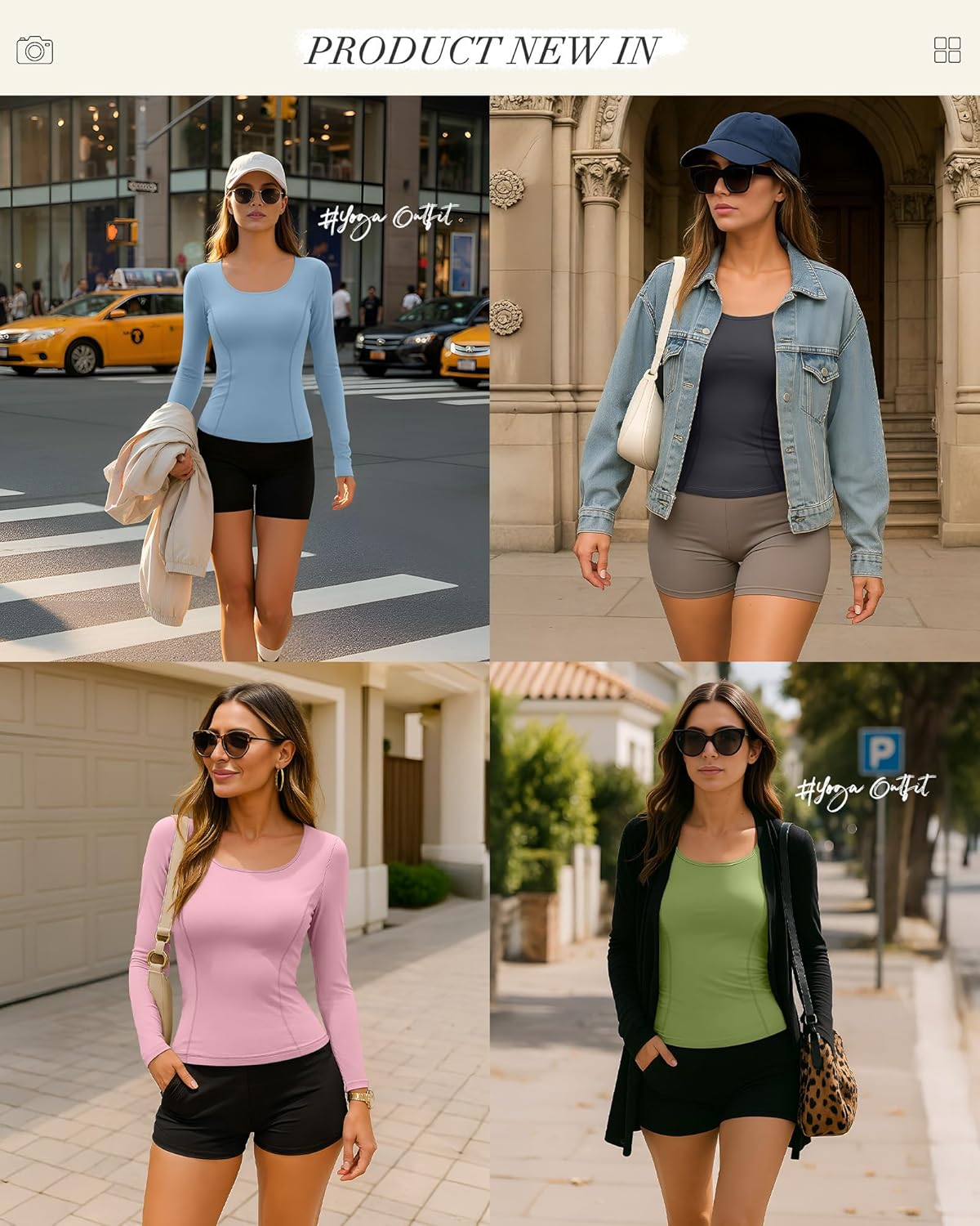 4 Pack Women's Seamless Workout Tops Scoop Neck Long Sleeve Compression Shirts Breathable Yoga Athletic Tight Shirt - Image 2