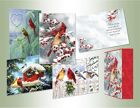 Performing Arts Boxed Christmas Card Assortment, Set of 20 cards/20 envelopes, 5 each of 4 designs in a reusable decorated keepsake box 87103-20