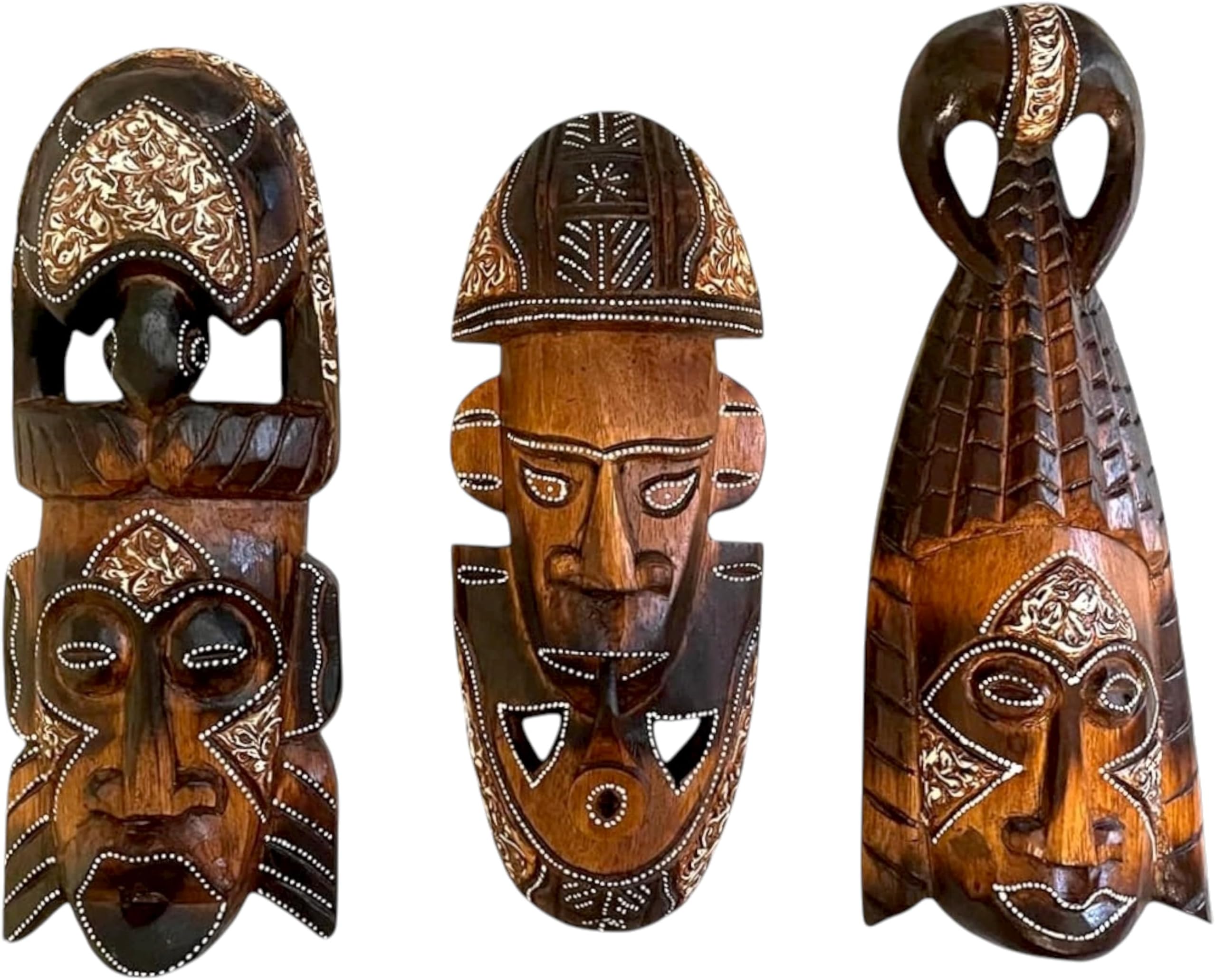 OMA Set of (3) Fortune Wooden Hand Crafted African Wall Sculptures