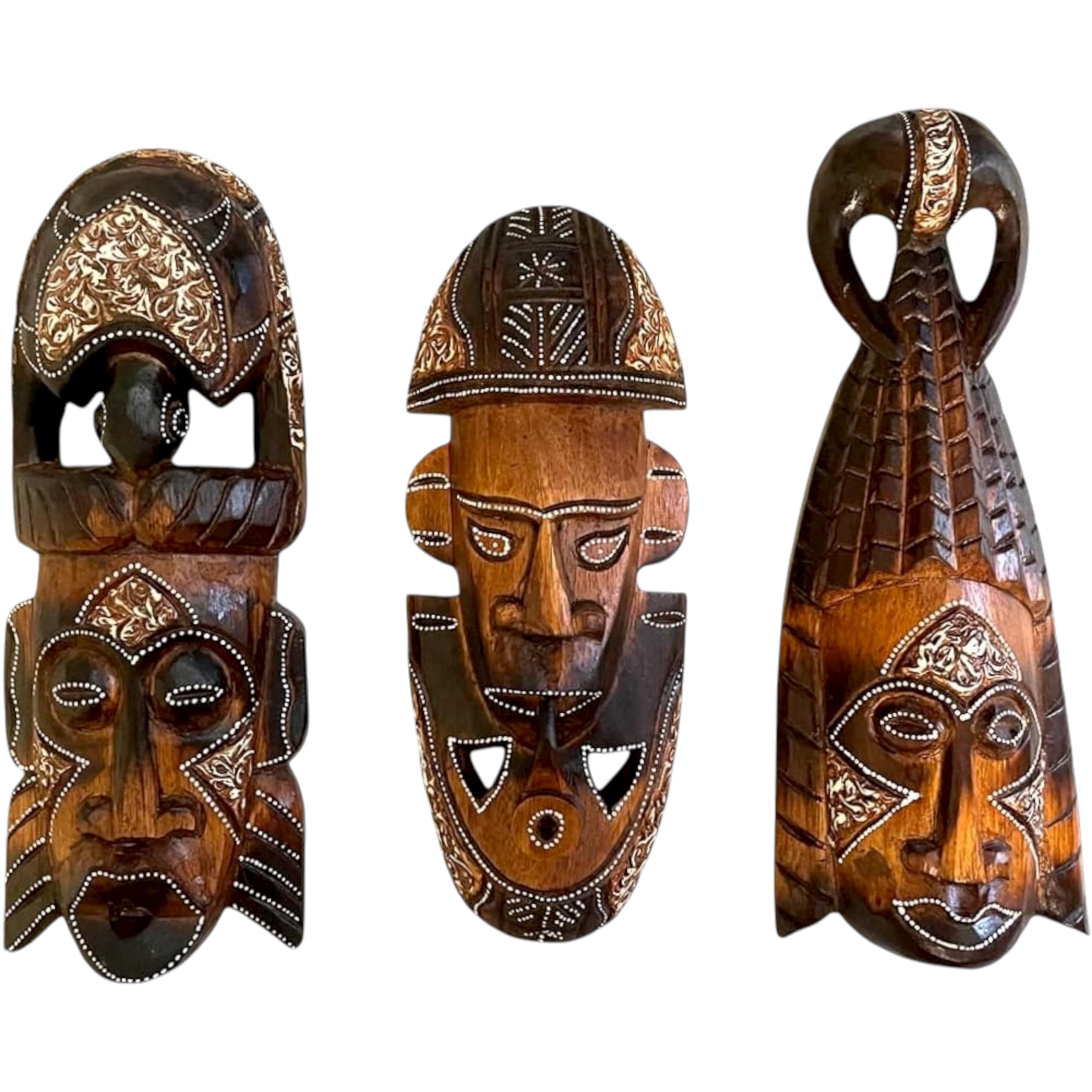OMA Set of (3) Fortune Wooden Hand Crafted African Wall Sculptures