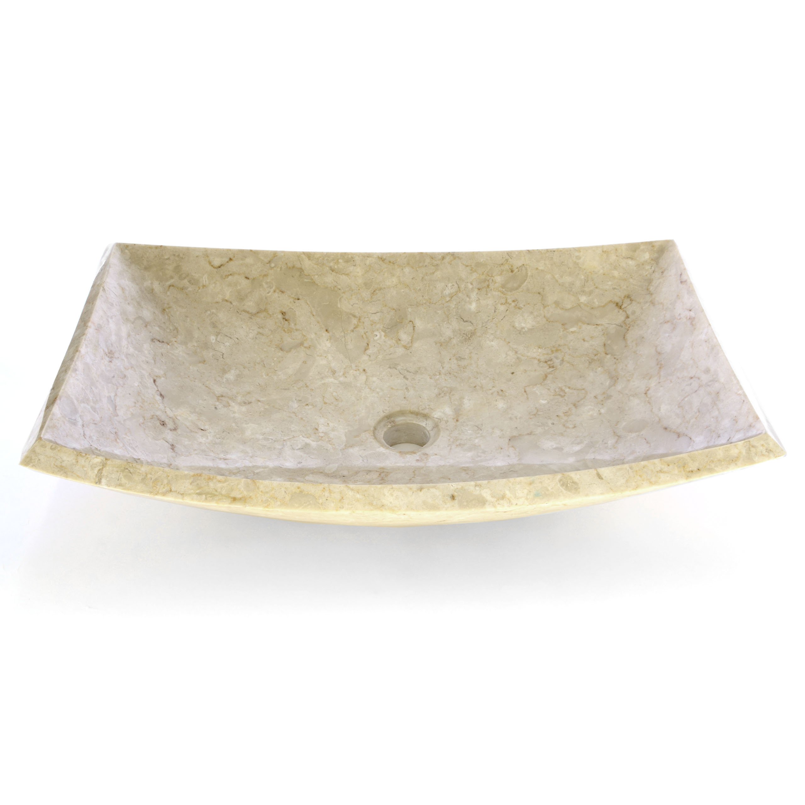 DIVERO eckiges Aufsatz-Waschbecken MAILAND Handwaschbecken Marmor Natur-Stein - Farbe: Creme