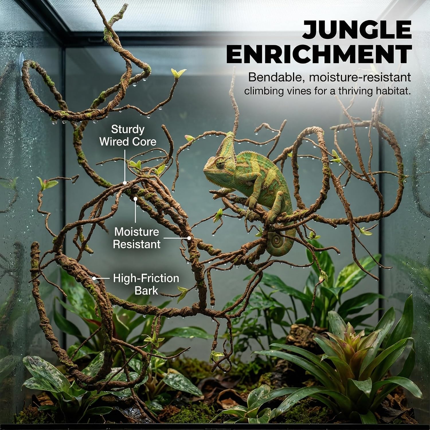9FT Artificial Vine for Mantel Decor, Bendable Fake Tree Branches & Reptile Vines, Real Touch Faux Twigs with Green Buds for Spring Décor