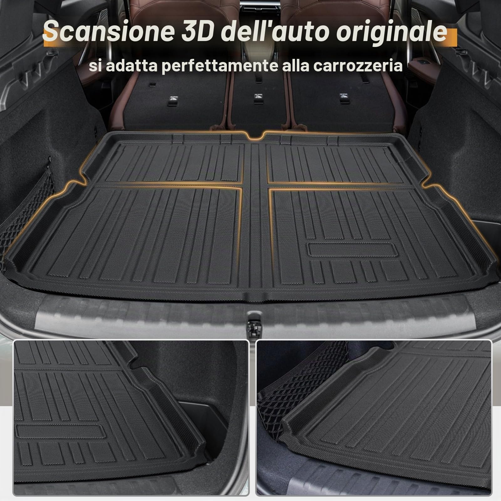 ECOZEN Vasca Baule per BMW x1/ix1 U11 2022-2026 3D Specifica In TPE Proteggi Bagagliaio auto, BMW x1 ix1 U11 Tappetino del bagagliaio con bordino rialzato resistente impermeabile tutte le stagioni