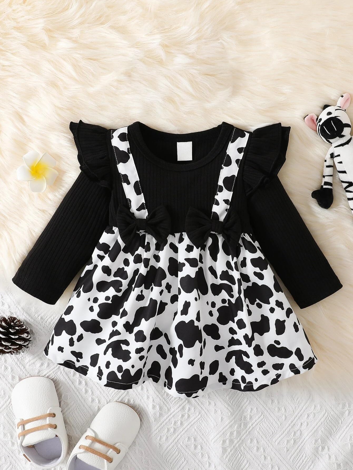 Buy & Try by Dharmikaay Girl's Lycra Floral Printed Frock Dress for Girls Short Frock Baby Princess Western Dresses| Stylish Fancy Kids Clothing for Festival, Birthday, Fashion. 3-4 Years - Image 3 thumbnail