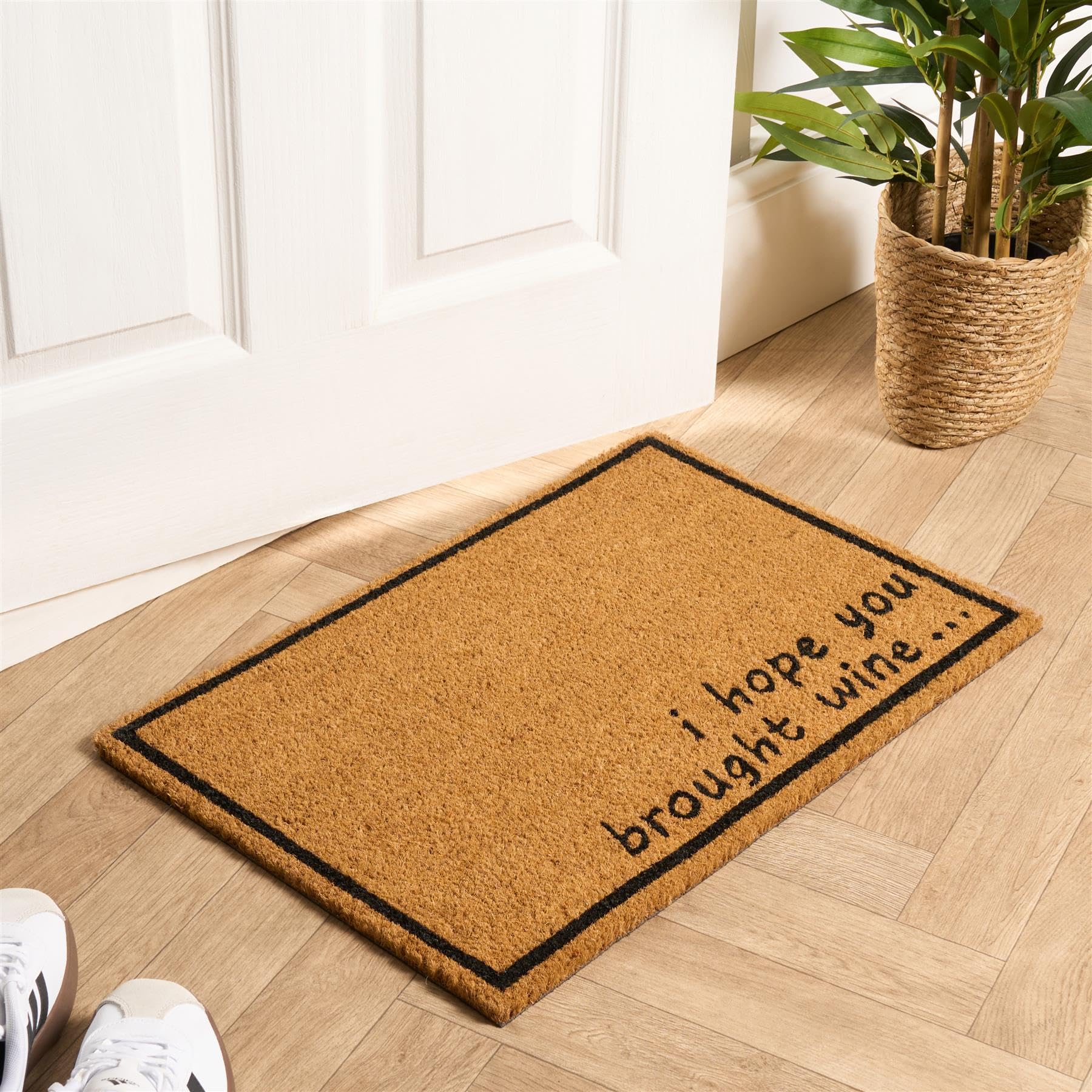 OHS Coir Door Mats Indoor & Outdoor Hope You Bought Wine Print, Stylish Durable Dirt Trapping Doormats Non-Slippery Heavy Duty Washable Door Mat, Brown - 40 x 60cm