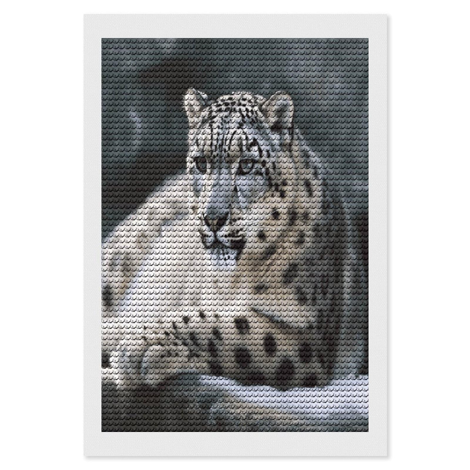 JTREHY Snow Leopard Diamond Art Kits Personalized DIY Round Diamond Painting Kits for Beginner Full Drill Diamonds Dots Paintings for Adults Gem Art Crafts Home Decor