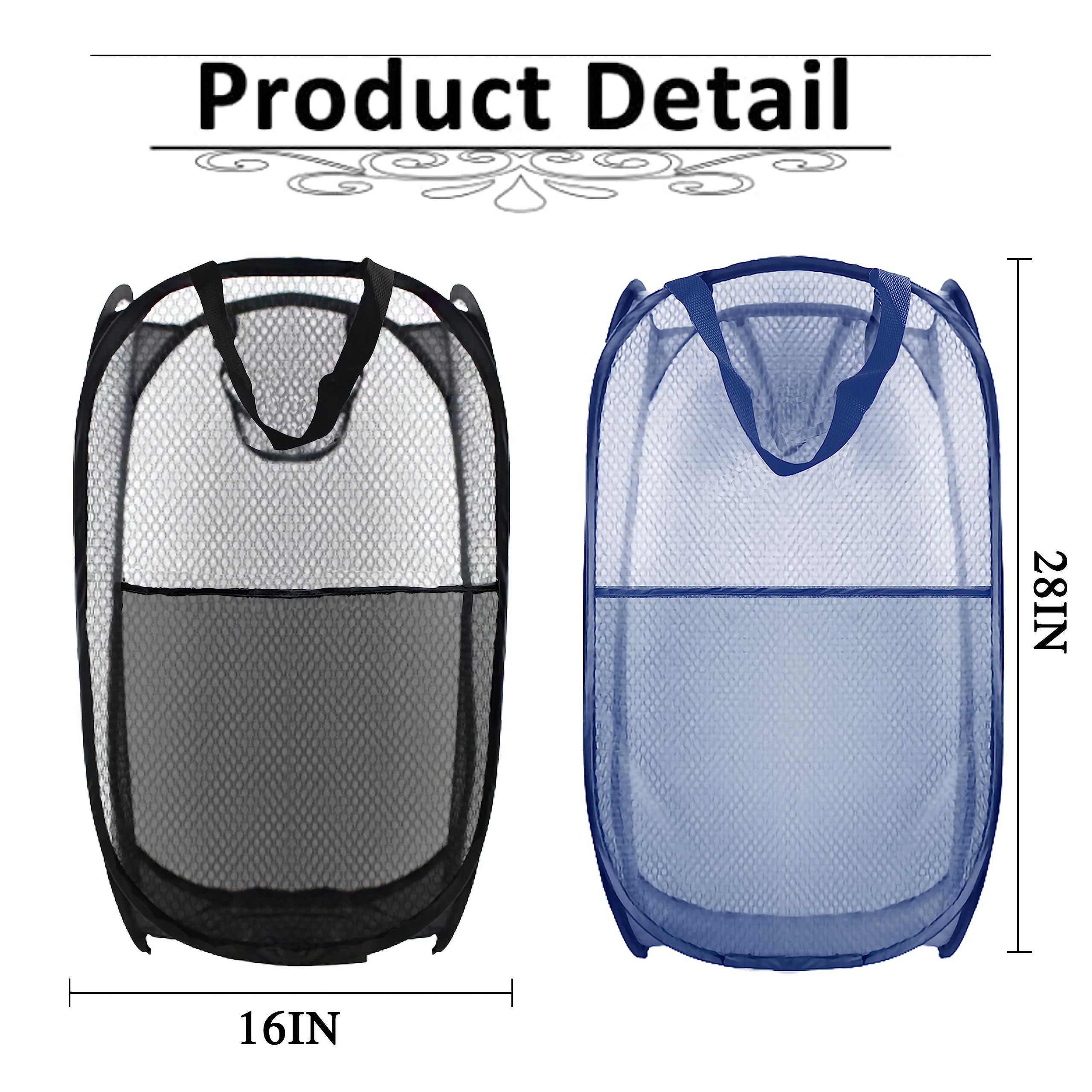 Adfejgn Pop-Up Laundry Hamper – Foldable Mesh Basket With Handles, Durable Steel Frame, Odor-Resistant
