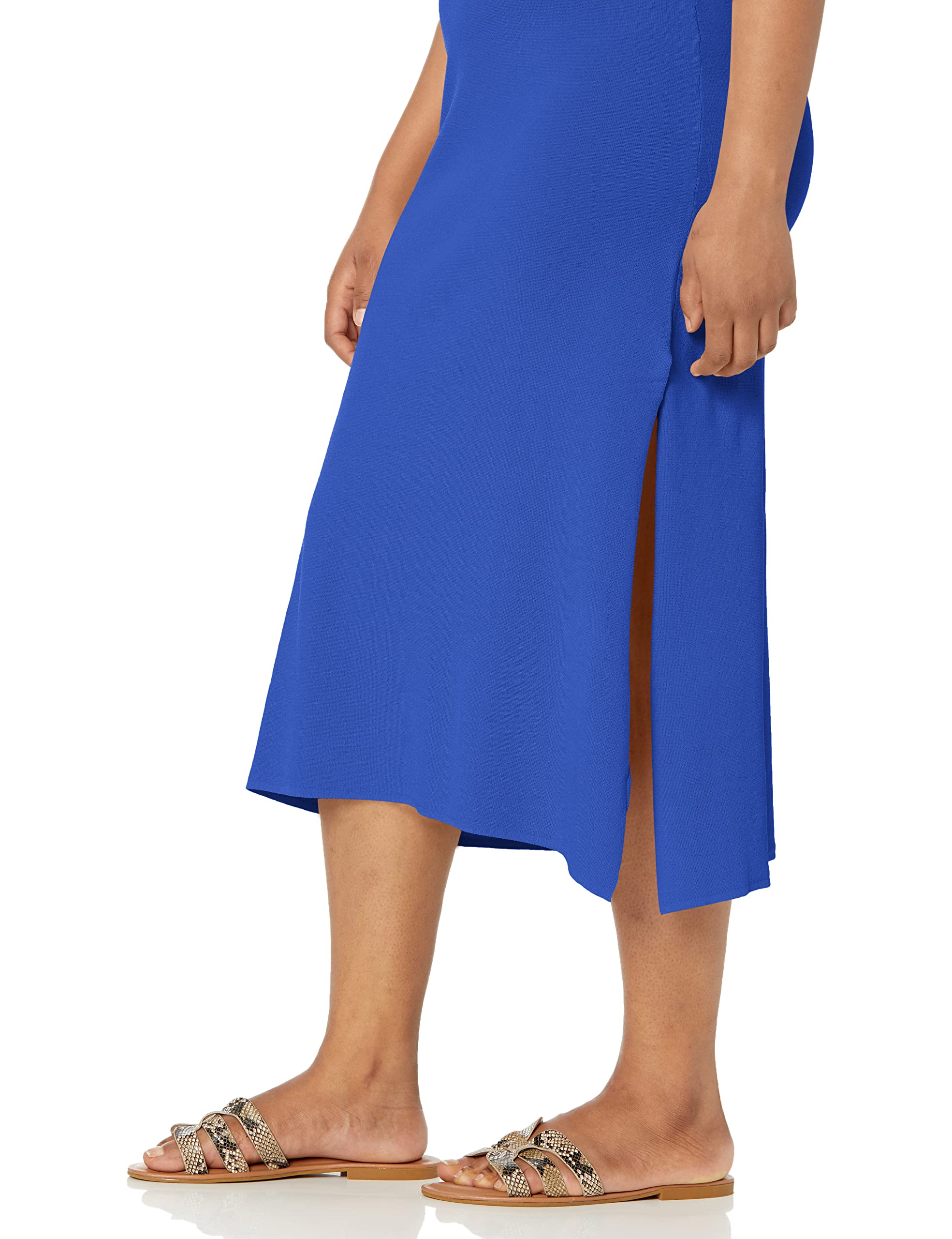 The Drop Women's Gabriela High Neck Cut-in A-line Side-Slit Maxi Sweater Dress