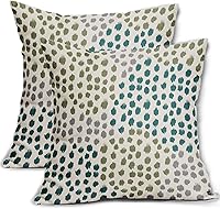 Vista 90 de Fundas de almohada marrón y blancas de 18 x 18 pulgadas, juego de 2 almohadas boho grises con lunares, fundas de almohada modernas estampadas