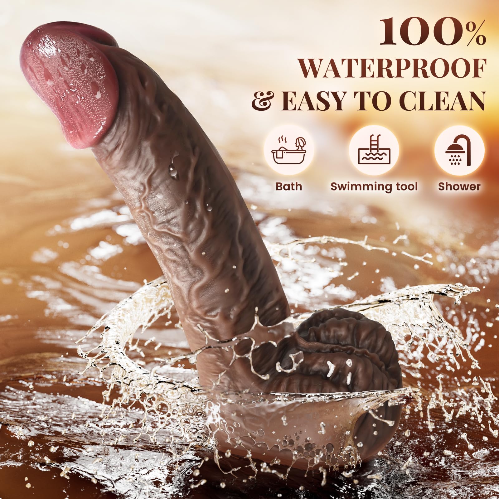 Dildo Thrusting Black 22,9 cm grande vibratore extra spesso, rotazione della spinta a tripla azione e vibrazione 8 modalità, dildo anale marrone per uomini giocattoli sessuali per donne coppie gay