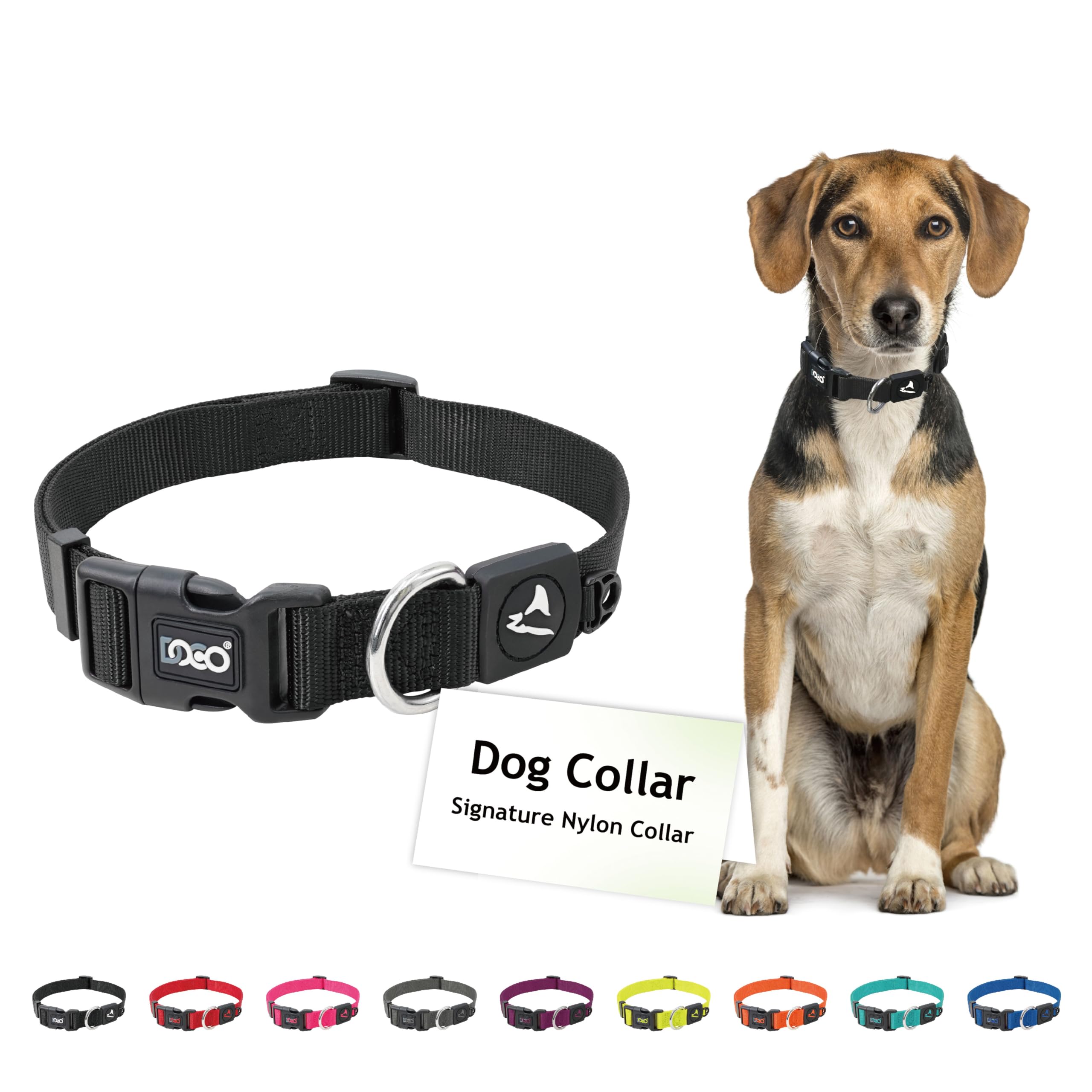 DOCO® Signature Classic Buckle Nylon Collar (Black, Large)