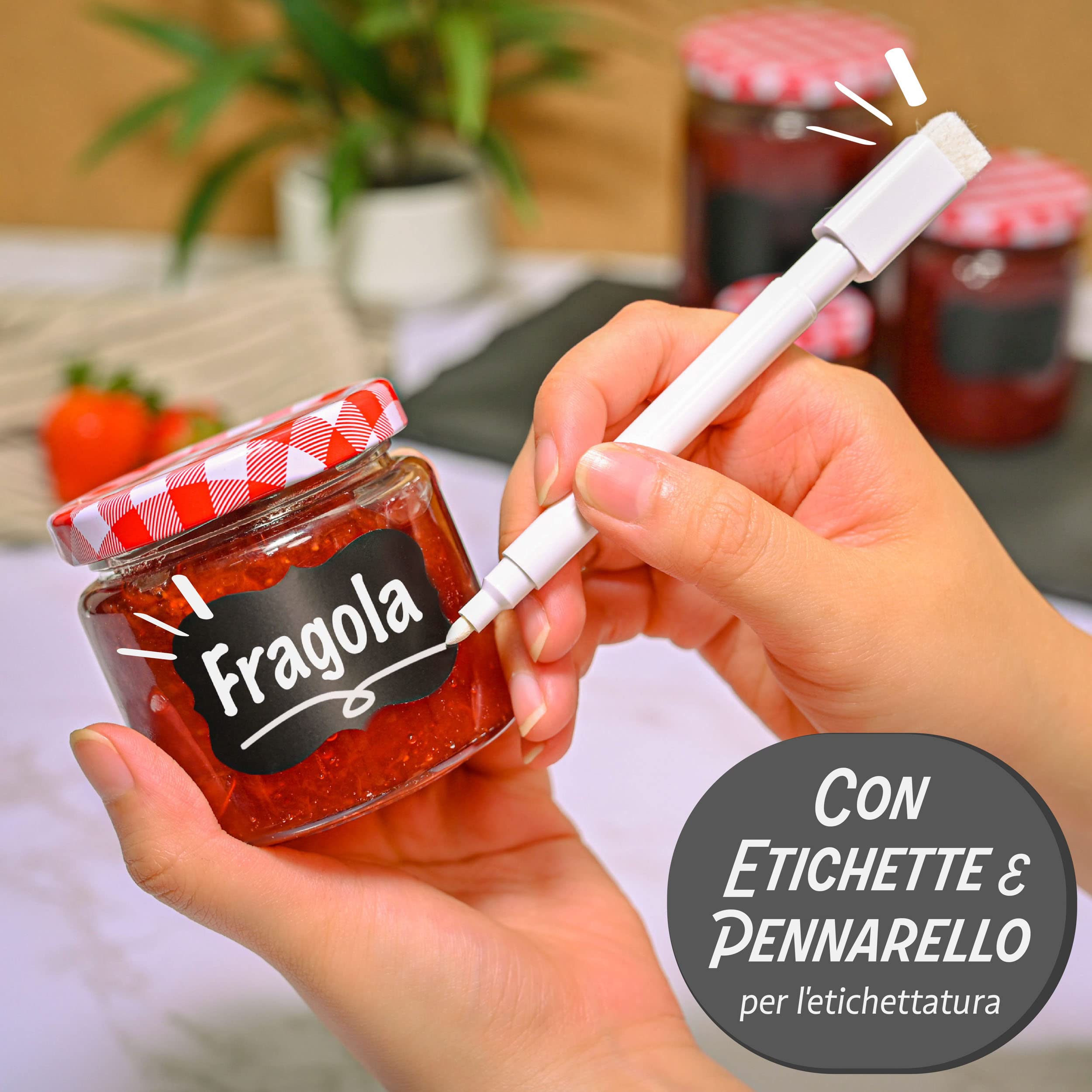 Praknu 25 Vasetti di Vetro da 125 ml - Con Etichette e Pennarello - Ermetici - Lavabili in Lavastoviglie - Ideali per Bomboniere