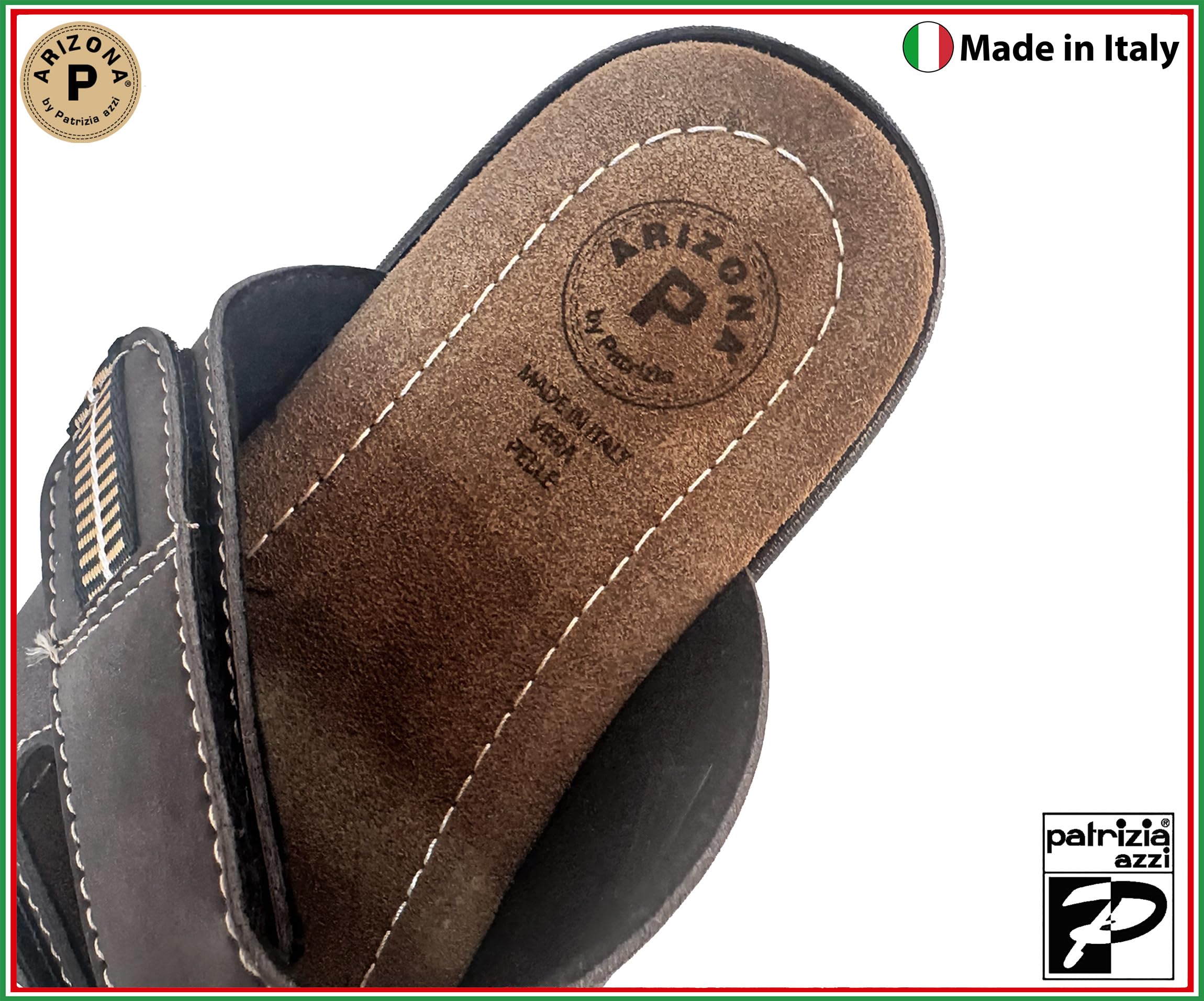 Patrizia Azzi Ciabatte Uomo MADE IN ITALY Arizona sottopiede VERA PELLE doppia fascia a strappo regolabile