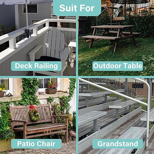 Miniatura 3 de AMMSUN Soporte de acero para sombrilla de patio, resistente y mejorado, para barandillas cuadradas de balcón, se fija a la barandilla de poste de