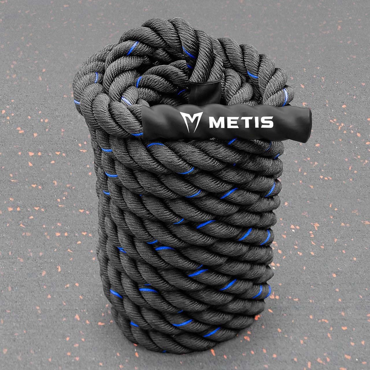 FORZA Corde da combattimento, corda ponderata per allenamento in palestra, disponibile in 9 m, 12 m o 15 m (blu e nero, 15 m x 50 mm + kit di ancoraggio)
