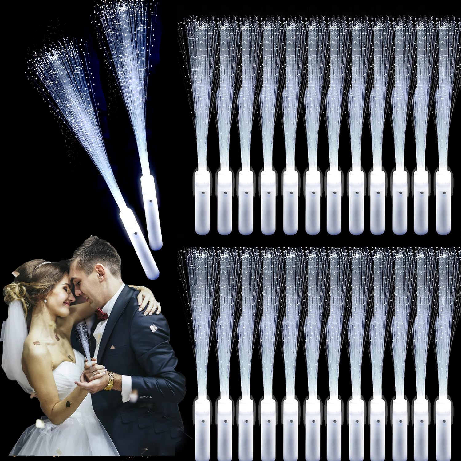 2 Bacchette Luminose LED In Fibra Ottica Con 15 Colori - Bastoncini Giocattolo Per Feste Halloween, Natale, Compleanno