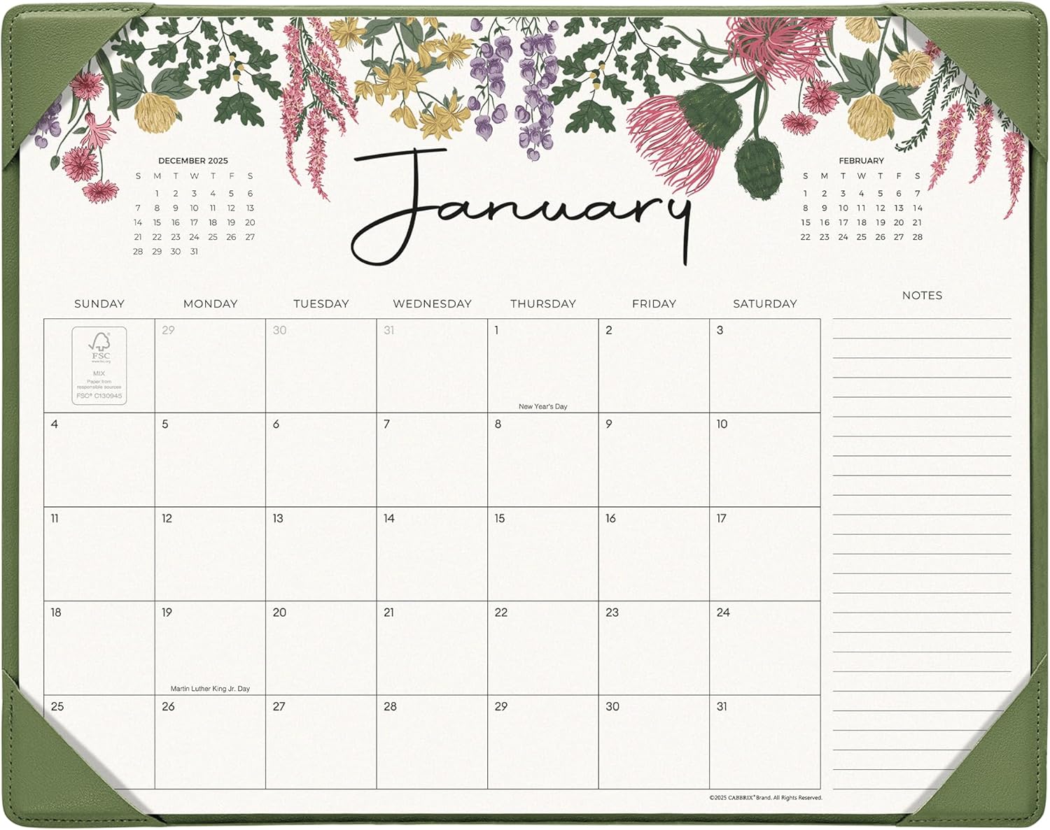 Cabbrix Calendario de escritorio 2026 con alfombrilla de escritorio, calendario de escritorio de 15 x 12 pulgadas, de enero de 2026 a junio de 2027,