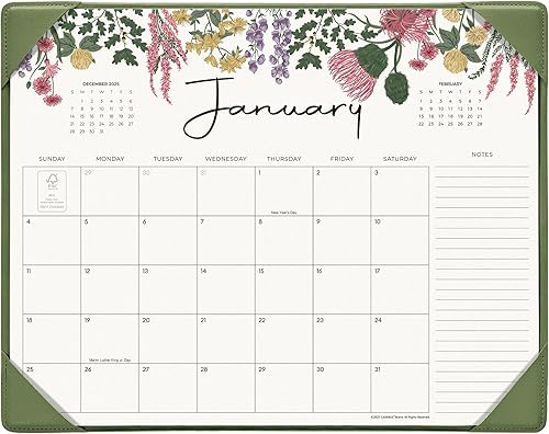 Cabbrix Calendario de escritorio 2026 con alfombrilla de escritorio, calendario de escritorio de 15 x 12 pulgadas, de enero de 2026 a junio de 2027,